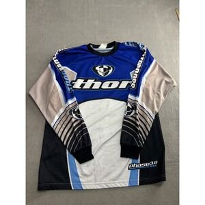 Thor Phase 30 Blue Black White Long Sleeve Motocross Jersey Size L